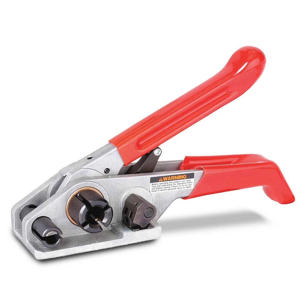 Plastic strapping tensioner